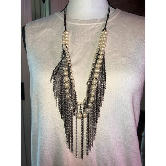 INC International Concept Pearl And Chain Necklace - Picture 2 of 10